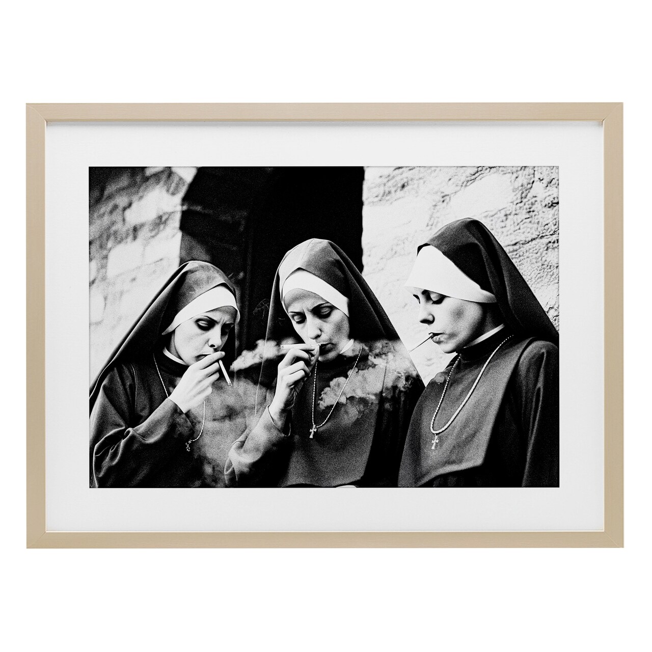Stupell Industries Smoking Nuns Rebellion Framed Print Under Glass, design by Decent Exposures